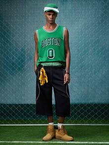 EVRINFINITE Men's Basketball Jersey, #0 Green Embroidered Sports Vest Spring Fall - Green - View 3