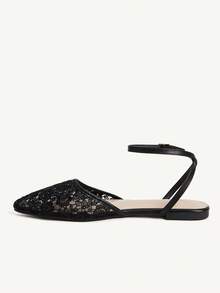 CUCCOO CHICEST Women's Mesh Embroidered Flat-Soled Shoes - Black - View 5