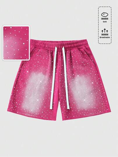 Street Life Street Teen Boy Drawstring Waist Rhinestone Pocket Casual Shorts