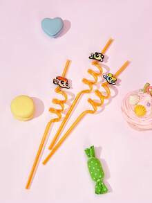 THE POWERPUFF GIRLS X Joivida 1PC/3pcs Interesting Straw With Cartoon Characters - Multicolor - View 5