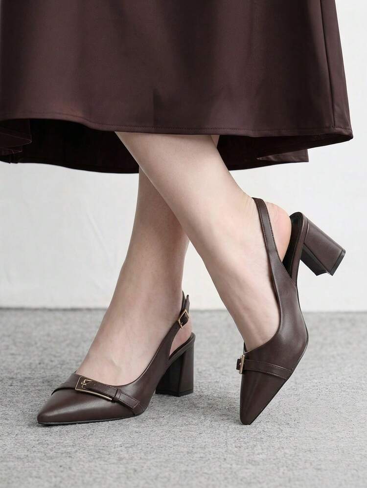 CUCCOO BIZCHIC Women's Shoes Spring And Summer New Pointed French Elegant Fashion Pointed Brown High-Heeled Shoes, Commuter Dating Wear - Coffee brown, - View 3