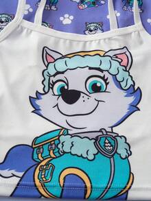 SHEIN | PAW Patrol Young Girl Cartoon Print Camisole & Shorts Lingerie Set - Purple - View 4
