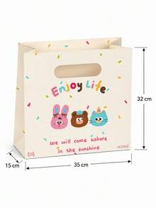 Joivida Cute Cartoon Animal Portable Gift Paper Tote Bags, Lovely Rabbit Bear Cat Print Handheld Packaging Bag With Colorful Confetti Dot, Enjoy Life Letter Print Storage Bag For Birthday Party Favors, Wedding, Graduation, Holiday Gift Wrap - View 9