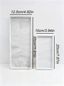 Marble Tray For Bathroom, 2 Pieces Tray Set. Made Of Silicone, Featuring White Marble Patterns, Suitable For Bathrooms, Bathtubs, Kitchen Sinks, And Bathroom Silicone Trays. - multicolor - View 3