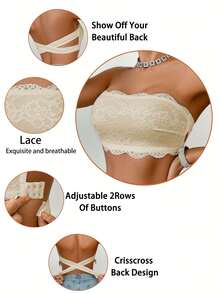 Crystal Vow Lace Women's Non-Wired Bandeau Bra 1 Piece - Yellow - View 3