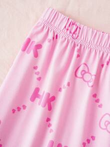 HELLO KITTY AND FRIENDS | SHEIN 少女可愛卡通印花細肩帶上衣與短褲居家服套裝 - 粉色 - 查看 5