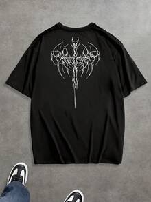 Gym Rark Men's Plus Size Gothic Print Casual Versatile Daily Travel Sports T-Shirt - Black - View 2