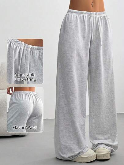 SHEIN Tall CURVE Plus Size Solid Color Drawstring Waist Casual Loose Sweatpants , Graduation, Teacher For Women, Back To School