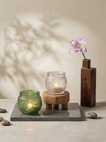 Cirelle 6pcs Embossed Glass Votive Candle Holders, Retro Round Glass Tealight Cup For Votive Candles, Decorative Glass Candle Jar For Dining Table, Spa, Wedding Centerpiece & Holiday Decor - multicolor - View 4