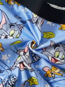 TOM & JERRY X SHEIN Young Boy Cartoon Print Casual Boxer Briefs - Black - View 6