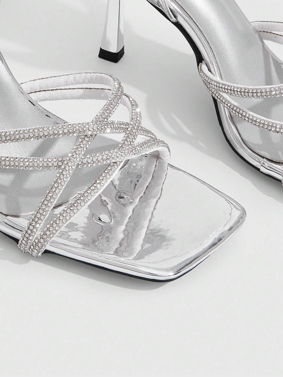 CUCCOO SZL Women's Summer Fashion Rhinestone Decorated High Heel Sandals