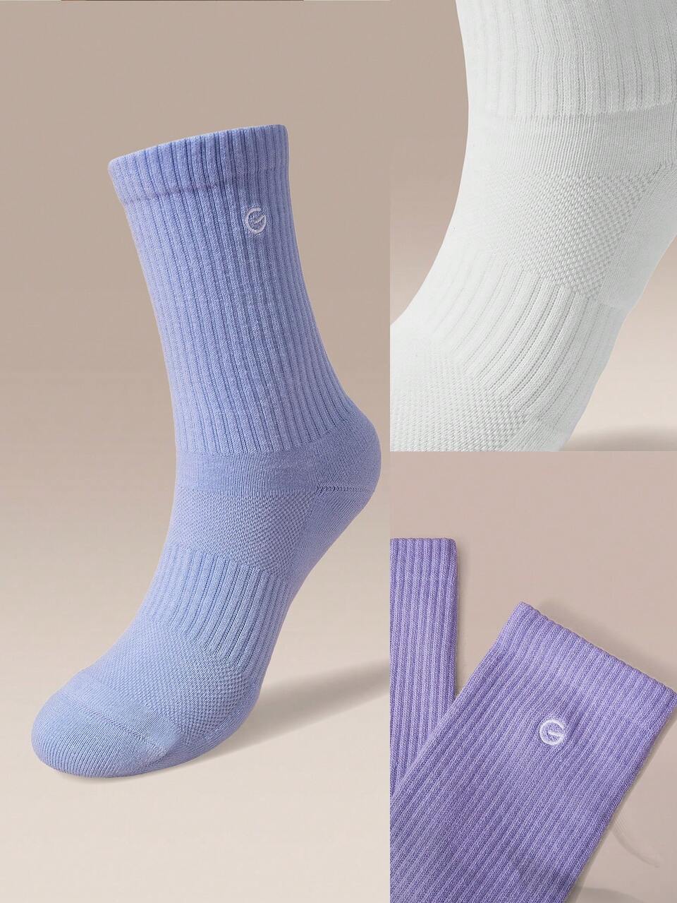 3 Pairs Socks Soft Ventilated Mesh With Embroidered Logo Workout Daily Casual