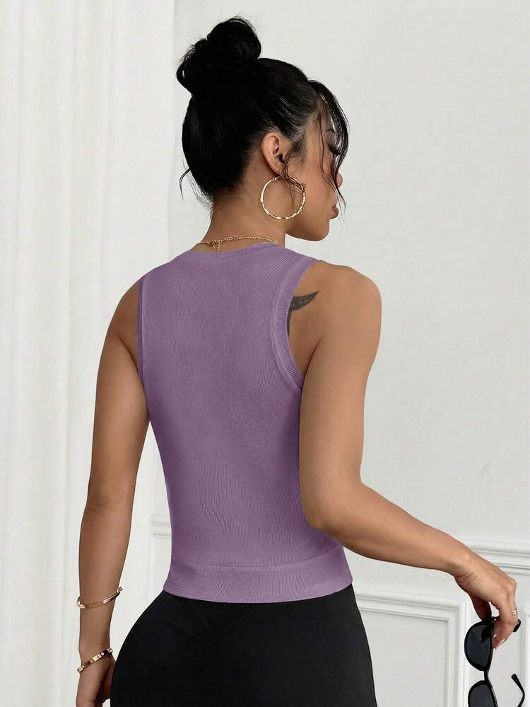 Easithlete Tank Top Minimalis Dasar untuk Olahraga Yoga Wanita - Mauve Purple - View 2