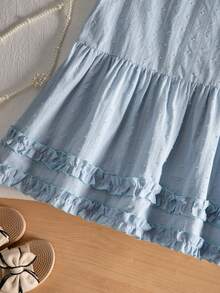 SHEIN Tween Girl Sleeveless Fall Outfits Fall Dress Dresses For Girls Girls Clothes 8 To 12 Years - Blue - View 3