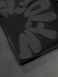 SLATEMANN 男士字母印花抽繩腰休閒百搭日常穿著短褲 - 黑色 - 查看 4
