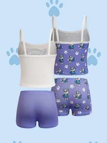 SHEIN | PAW Patrol Young Girl Cartoon Print Camisole & Shorts Lingerie Set - Purple - View 2