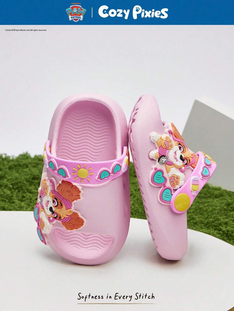 Cozy Pixies | PAW Patrol Cute Cartoon Pink Children's Foot Slippers, Suitable For Young Children And Children, Quick-Drying, Light And Durable EVA Material, Suitable For Indoo - Baby Pink - View 1