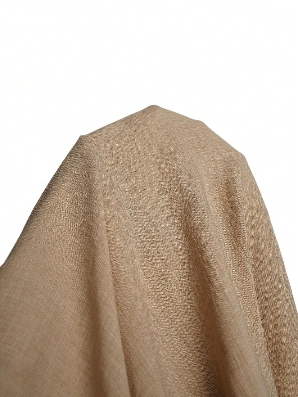 Plus Size Solid Color Notch Neckline Casual Soft Form Modest Business Casual Vacation Dress Vacation Khaki Autumn Brunch Office