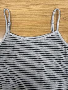 SHEIN 休闲无袖条纹背心，夏季日常穿着 - 灰色 - 查看 5