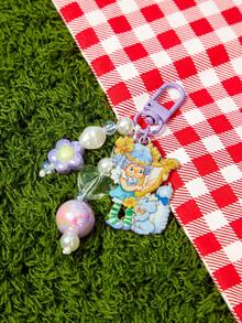 Strawberry Shortcake X SHEIN 1PC Purple Cartoon Flower Pearl Short Chain Car Keychain Pendant Bag Decoration - Multicolor - View 6