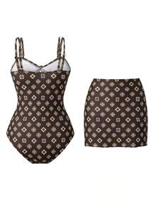 Swim Oasis 1pc Women's Cute Pentagram Decor Casual Vacation Romper Swimsuit - Multicolor - View 2