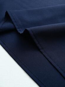 Velvienne Plus Size Elegant Commuter Solid Color Dress Fall - Navy Blue - View 6
