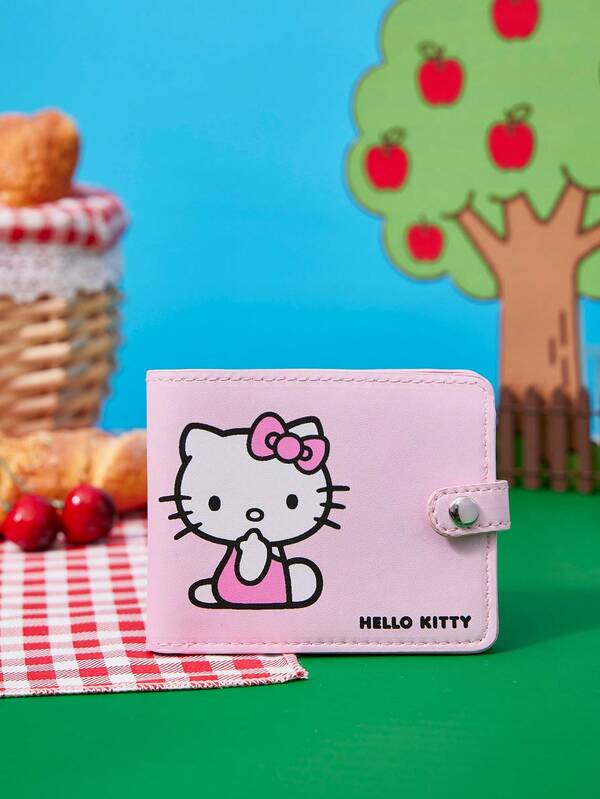 HELLO KITTY AND FRIENDS | Joivida 1 Stück rosa bedrucktes tragbares Aufbewahrungsportemonnaie, modisches geschichtetes Design, großer Kapazität Mehrkammern-Organizer, leicht und praktisch für Reisen, Einkaufen, täglichen Gebrauch und Kartenspeicherung