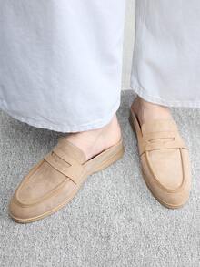 CUCCOO BIZCHIC Fashion Versatile Dating Workplace Elegant Casual Simple Comfortable Back Empty Portable Women's Flat Shoes Fall Shoes - It's apricot. - View 5