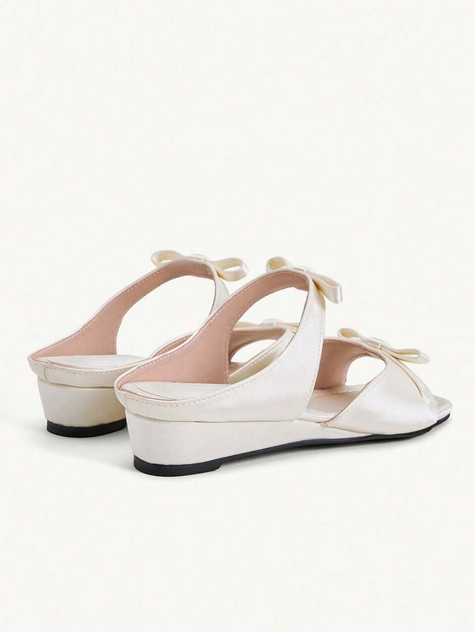 CUCCOO CHICEST Women's Fashion Apricot Sardine Bow Square Toe Slope Heel Slippers