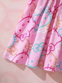 HELLO KITTY AND FRIENDS | SHEIN 女嬰卡通印花細肩帶洋裝 - 粉色 - 查看 5