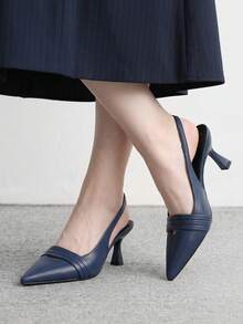 CUCCOO BIZCHIC 女款尖頭高跟鞋，通勤與日常穿著皆宜的多功能高跟鞋 - 藏蓝色 - 查看 3