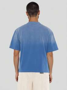 FORM&CHAOS Men's Summer Loose Fit Blue Vintage Washed T-Shirt - Blue - View 2