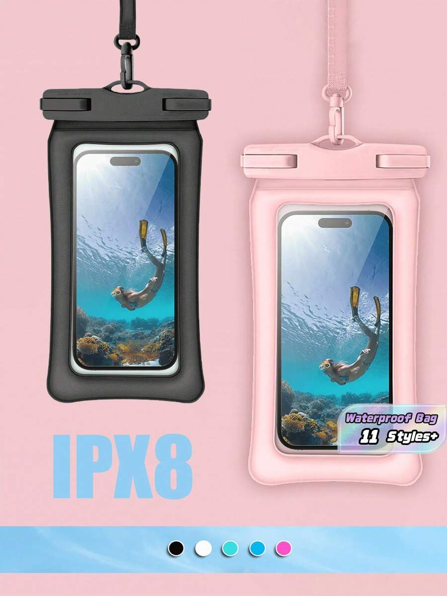 Bolsa Universal à Prova d'Água para Telefone, Capa de Telefone à Prova d'Água 3D, Bolsa de Secagem de Telefone. Ideal para Natação, Dias Chuvosos e Atividades ao Ar Livre para Evitar o Incômodo do Seu Telefone Ser Danificado pela Água. - Multicolorido - Visão 1