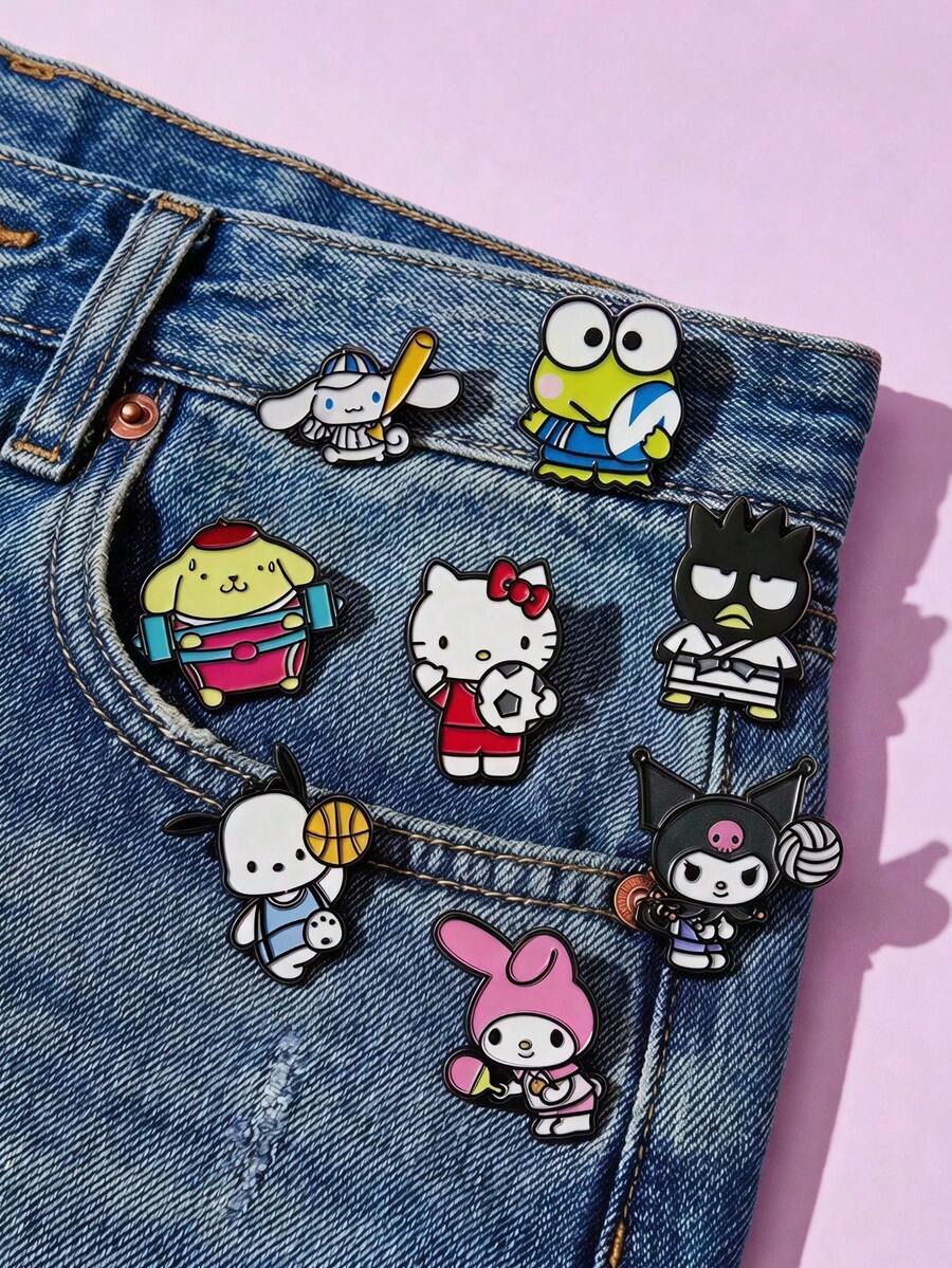 HELLO KITTY AND FRIENDS | POKOJA LAND 2PCS Cute Sports Cartoon Character Metal Badge Set, Suitable For Clothing And Accessories, Suitable For Both Men And Women - 2pcs - View 1