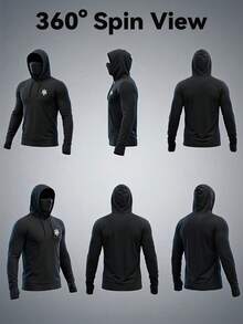 Manfinity Homme Men's Casual Versatile Long Sleeve Hooded Sun Protection Top - Black - View 3