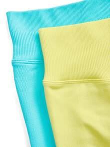 Velisys Velisys 2pcs Women's High Waist Seamless Compression Shorts, Butt Lifting Workout Yoga Running Fitness 3/4 Shorts - Multicolor - View 3