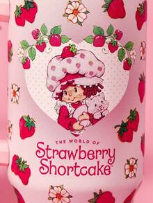 Strawberry Shortcake X POKOJA LAND 40oz Stainless Steel Tumbler Water Bottle/Coffee Cup With Handle And Straw, Leakproof, Insulated (Keeps Drinks Hot Or Cold) - Pink - View 2