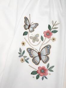 SHEIN Tween Girl 花卉 T-shirt 波西米亞野花上衣 植物圖案衛衣與長褲 2 件套 - 白色 - 查看 8