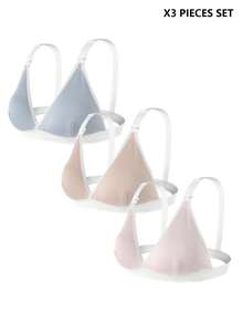 Moonlight&Mama Women's Multi-Color Basic Skin-Friendly Detachable Nursing Bra 3-Piece Set - Multicolor - View 1