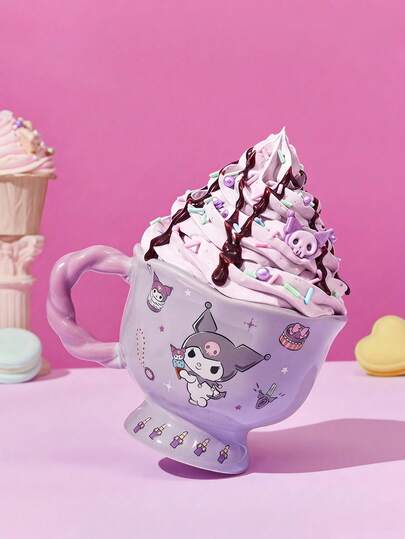 HELLO KITTY AND FRIENDS | Joivida 1PC 380ml/13.4OZ Purple Ceramic Cup – For Coffee Or Milk, Gives A Cool Yet Cute Vibe To Home Or Office, Great Valentine/Birthday Gift For Girlfriends, Boyfriends, Teachers, Or Couples