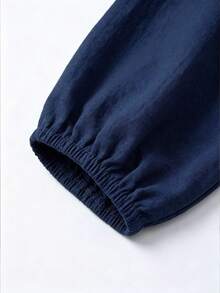 Linhara CURVE Plus Size Woven Casual Resort Daily Spring-Autumn Women's Shirt - Navy Blue - View 4