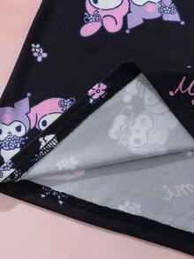 HELLO KITTY AND FRIENDS | SHEIN Tween Girl Cartoon Print Spaghetti Strap Dress - Black - View 7