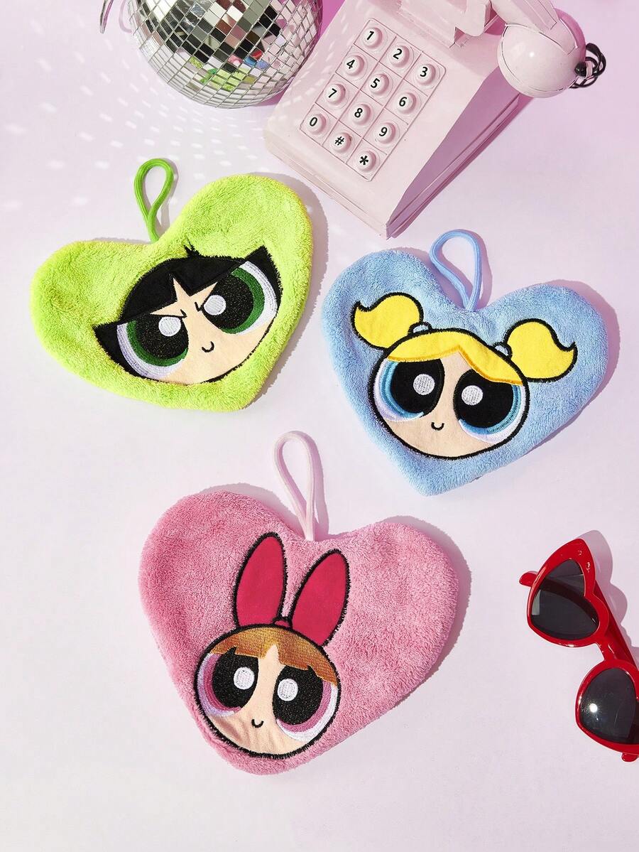 THE POWERPUFF GIRLS X Joivida 1件小女警姐妹卡通圖案毛巾,珊瑚絨吸水快乾抹布,易掛收納,馬卡龍柔和配色,可用於浴室、廚房、宿舍、公寓裝飾,週年可愛禮物 - 彩色 - 查看 1