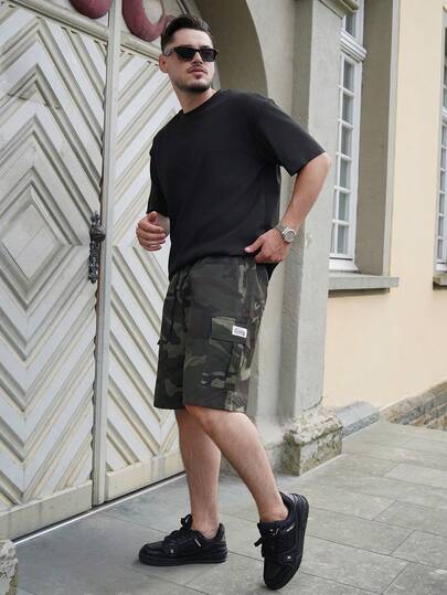 LEOGASHI LEOGASHI Men's Summer New Camouflage Cargo Shorts, Loose Casual Versatile Knee-Length Shorts