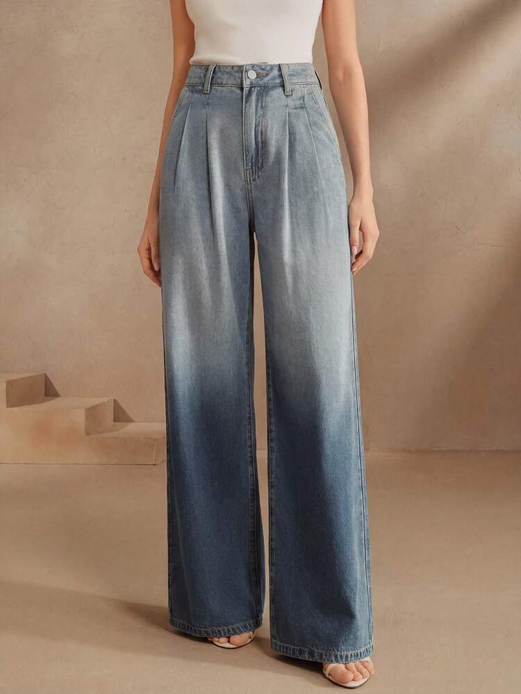 Anewsta Fashionable Women's New Back-To-School Style Casual Streetwear Light Blue Jenas Long Pants Daytime Graduation Summer - Blue - View 2