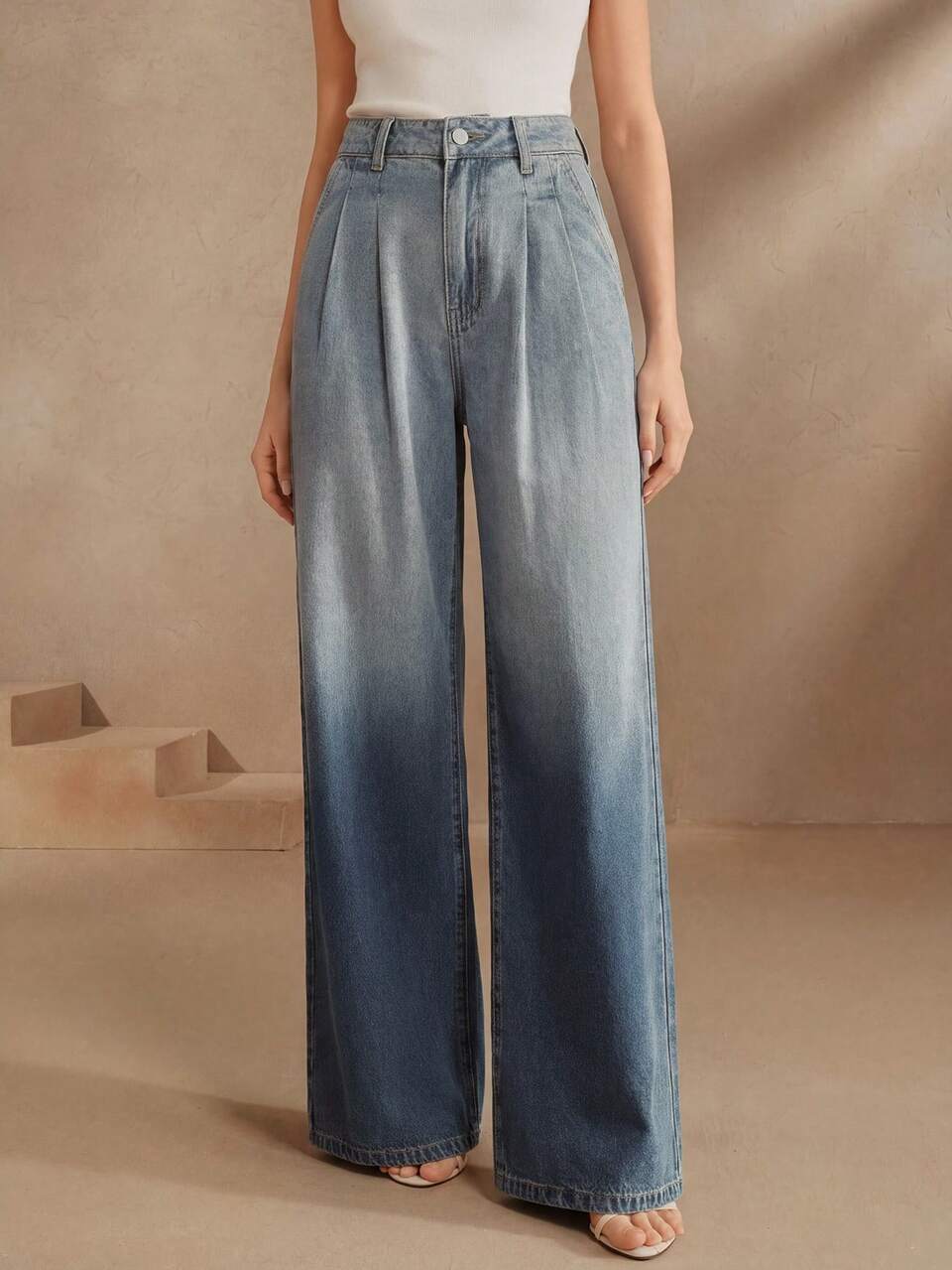 Anewsta Fashionable Women's New Back-To-School Style Casual Streetwear Light Blue Jenas Long Pants Daytime Graduation Summer