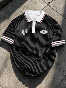 Gym Rark Men's Striped Letter Print Casual Versatile Daily Travel Sports POLO Shirt - Multicolor - View 1