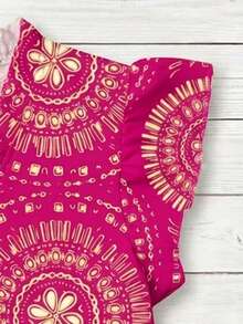 Mellowie Camisa de vacaciones con estampado floral y puños con volantes, talla grande - Multicolor - Ver 3