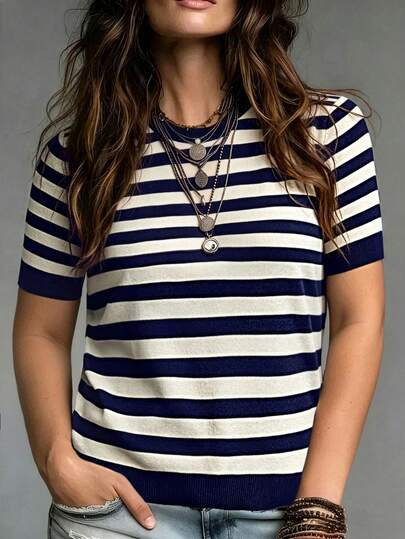 Linhara CURVE Plus Size Fitted Casual Commute Minimalist Knit Top