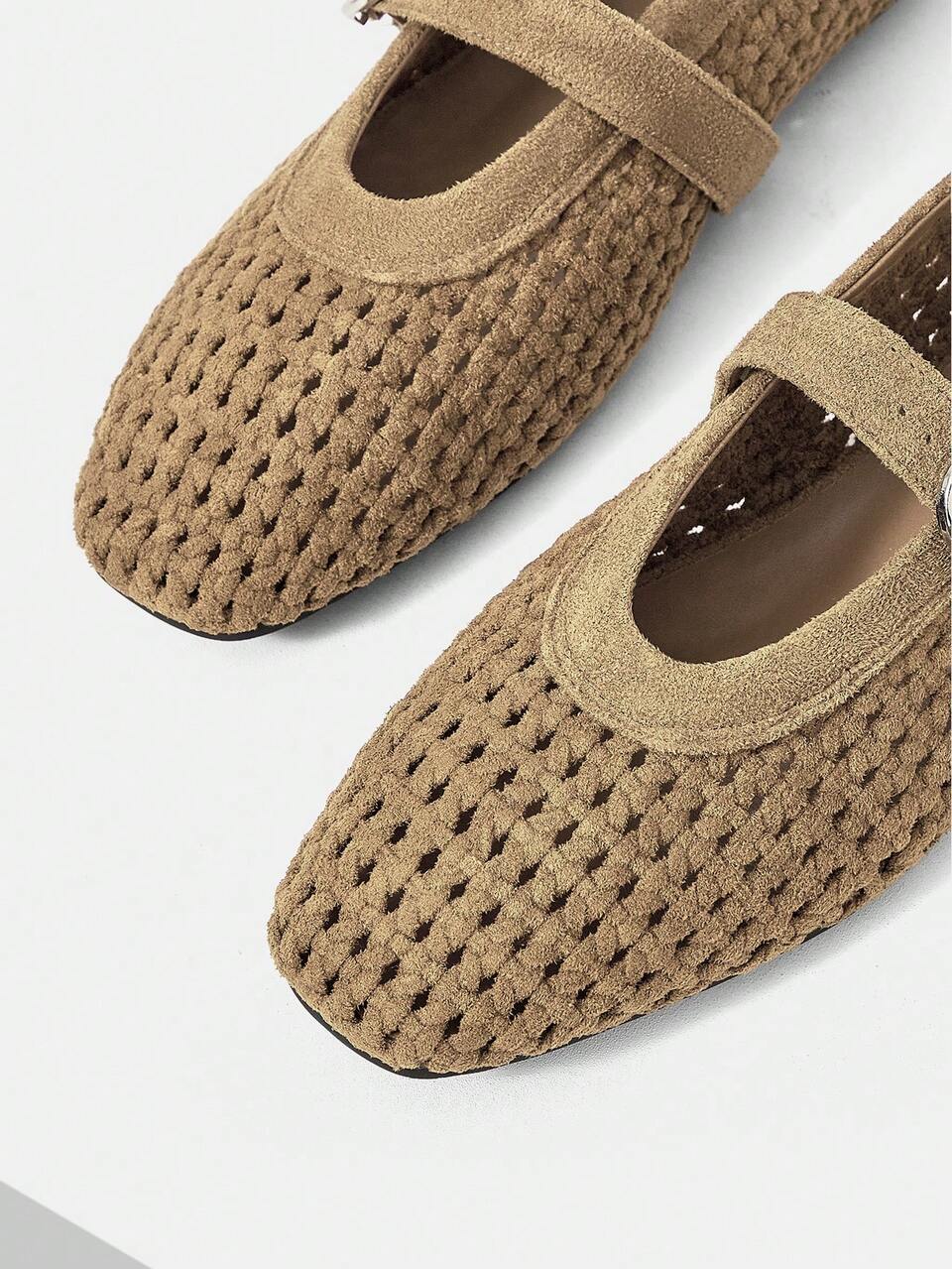 MOTF WOMEN'S NEW FRENCH FASHION VINTAGE HOLLOW BALLET SQUARE TOE FLAT CAMEL VERSATILE COMFORTABLE CASUAL LOAFERS FALL SHOES